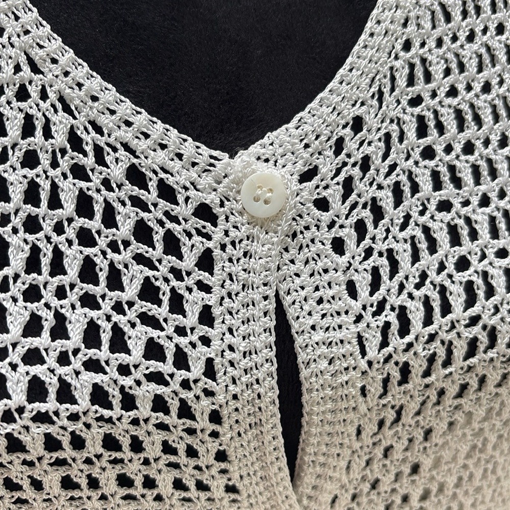 White Crochet long Cardigan Anne Klein 3X plus size - Picture 3 of 4